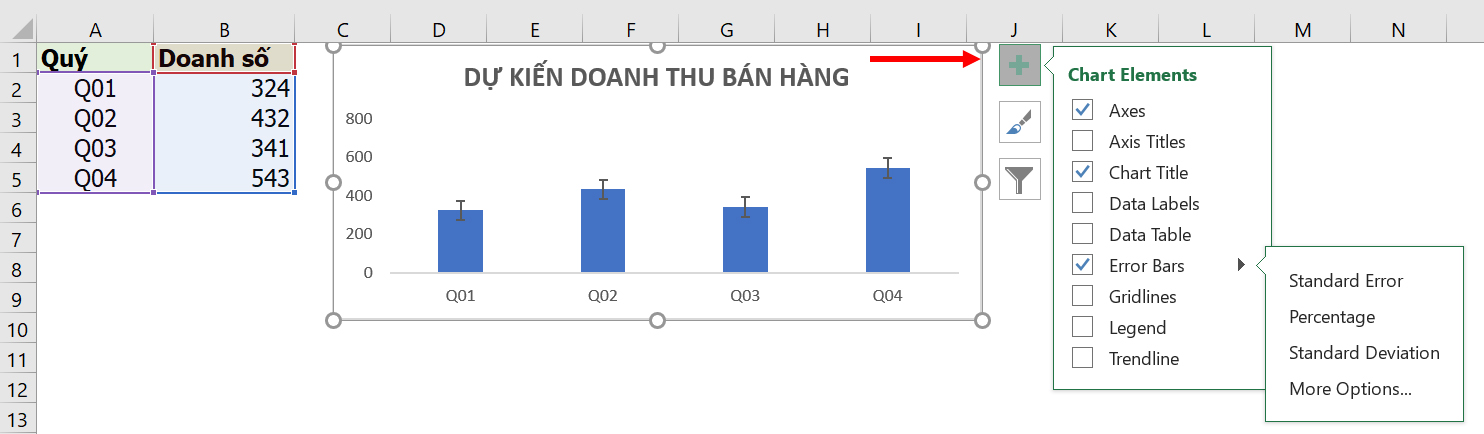 Thanh lỗi, Error Bars, Excel: Thanh lỗi (Error Bars) là một phần không thể thiếu trong Excel khi bạn muốn biểu diễn dữ liệu một cách chính xác và rõ ràng. Thanh lỗi giúp bạn hiển thị sự biến động của dữ liệu và đảm bảo tính chính xác trong phân tích dữ liệu. Hãy xem hình ảnh liên quan để khám phá thêm về thanh lỗi trong Excel.